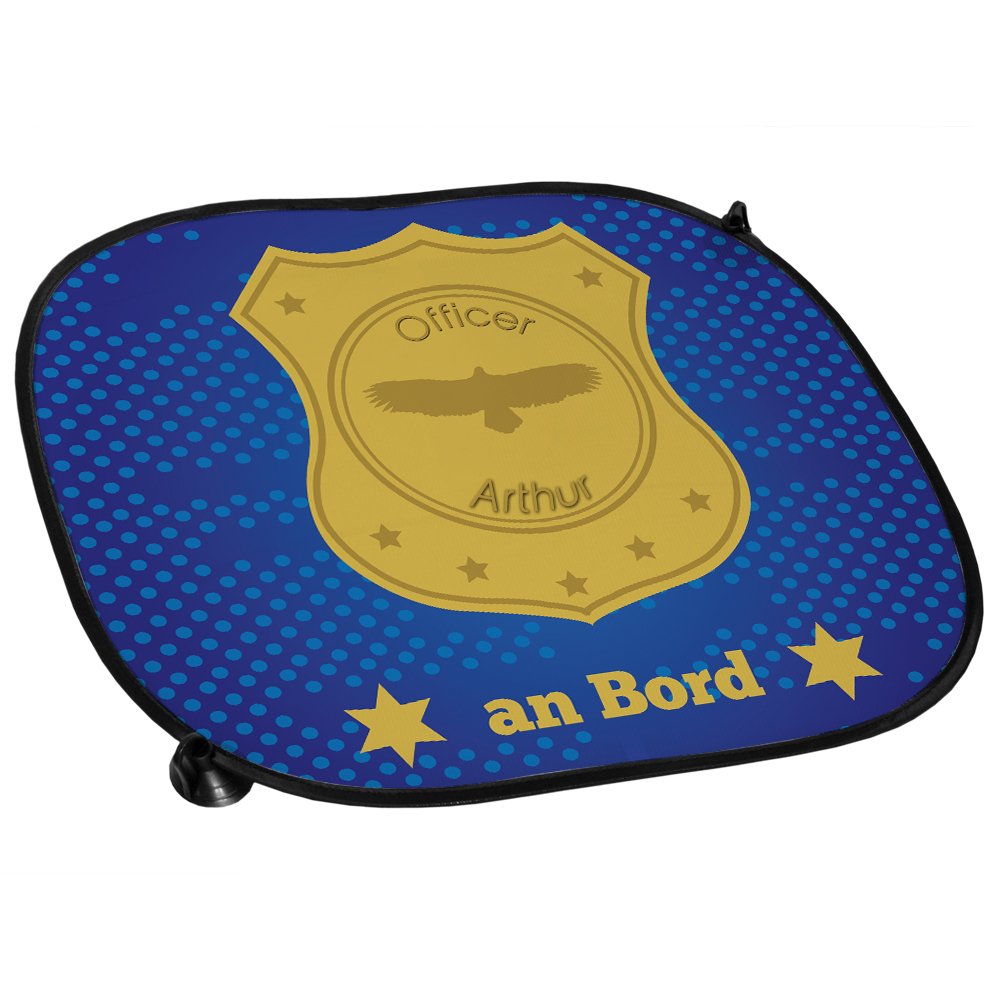 Auto-Sonnenschutz mit Namen Arthur und schönem Officer-Motiv für Jungs - Auto-Blendschutz - Sonnenblende - Sichtschutz von Eurofoto