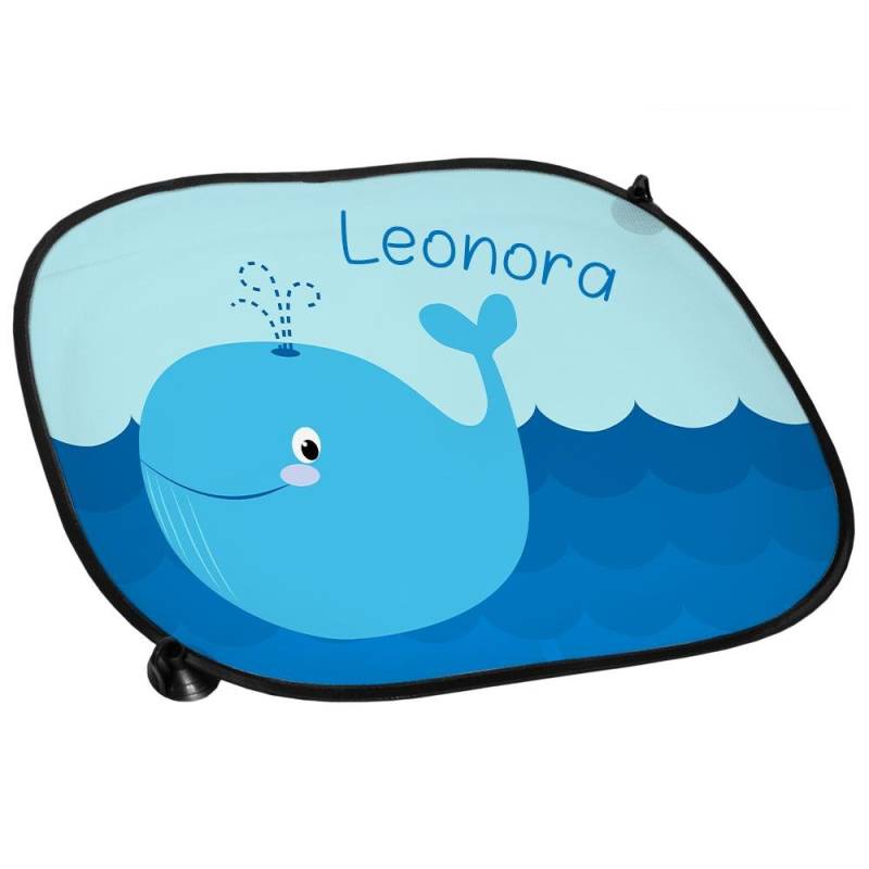 Auto-Sonnenschutz mit Namen Leonora und schönem Motiv mit Wal für Mädchen | Auto-Blendschutz | Sonnenblende | Sichtschutz von Eurofoto