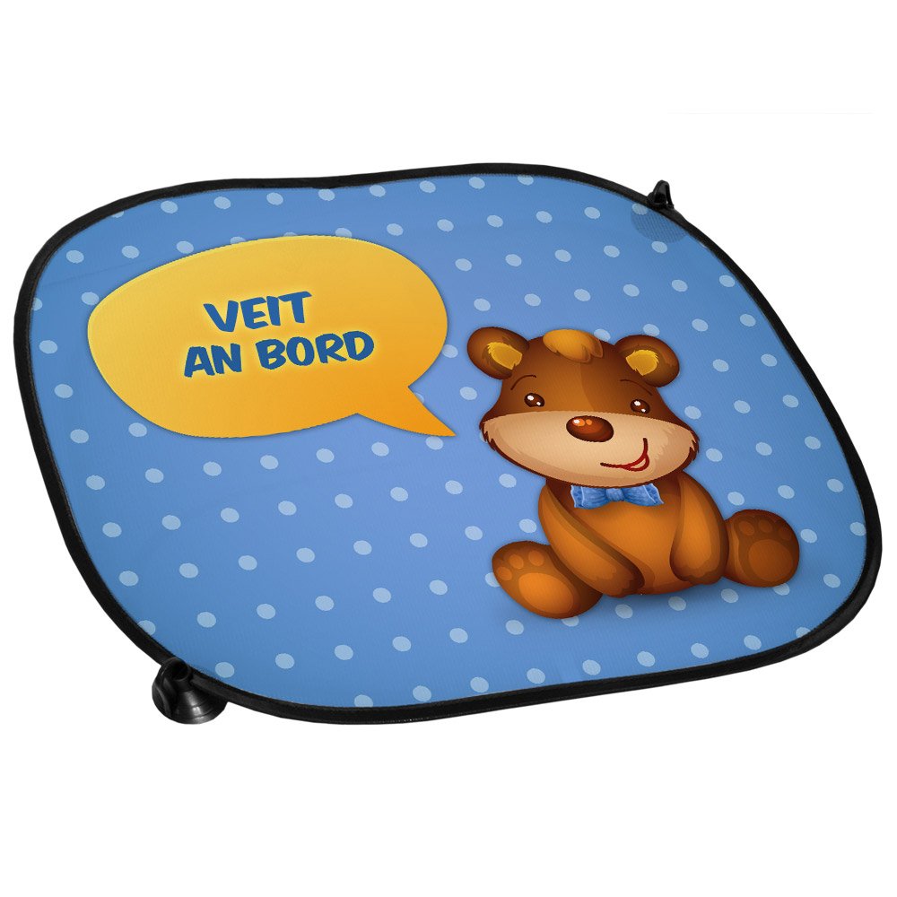 Auto-Sonnenschutz mit Namen Veit und schönem Teddybär-Motiv für Jungs - Auto-Blendschutz - Sonnenblende - Sichtschutz von Eurofoto
