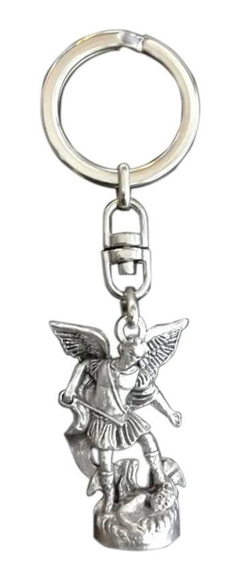 Eurofusioni Schlüsselanhänger, versilbert, Heiliger Michael, Erzengel – Figur H 3,7 cm von Eurofusioni