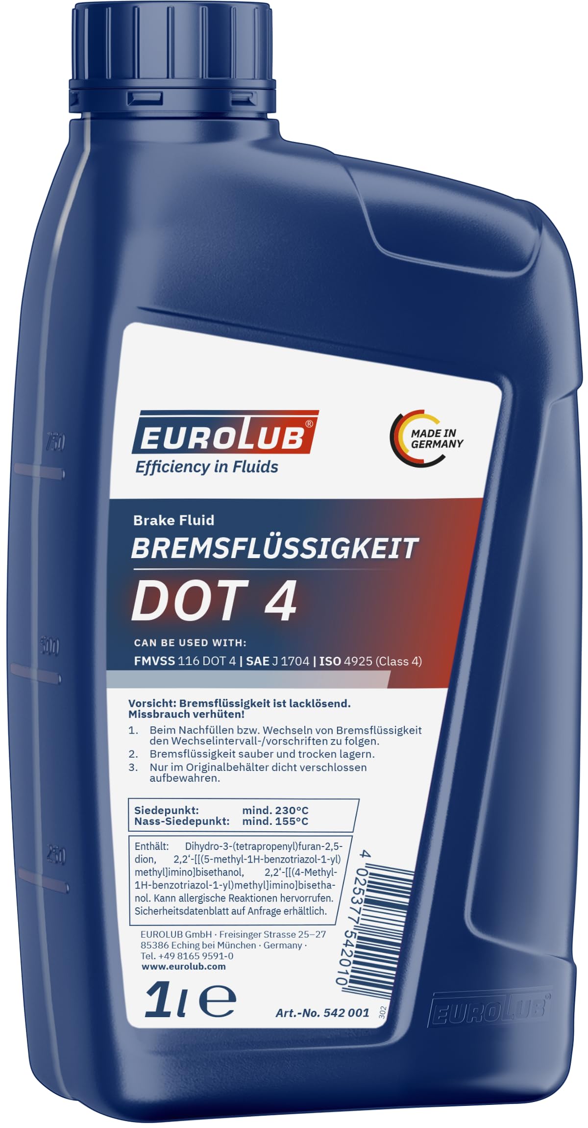 EUROLUB Bremsflüssigkeit DOT4, 1 Liter von EUROLUB