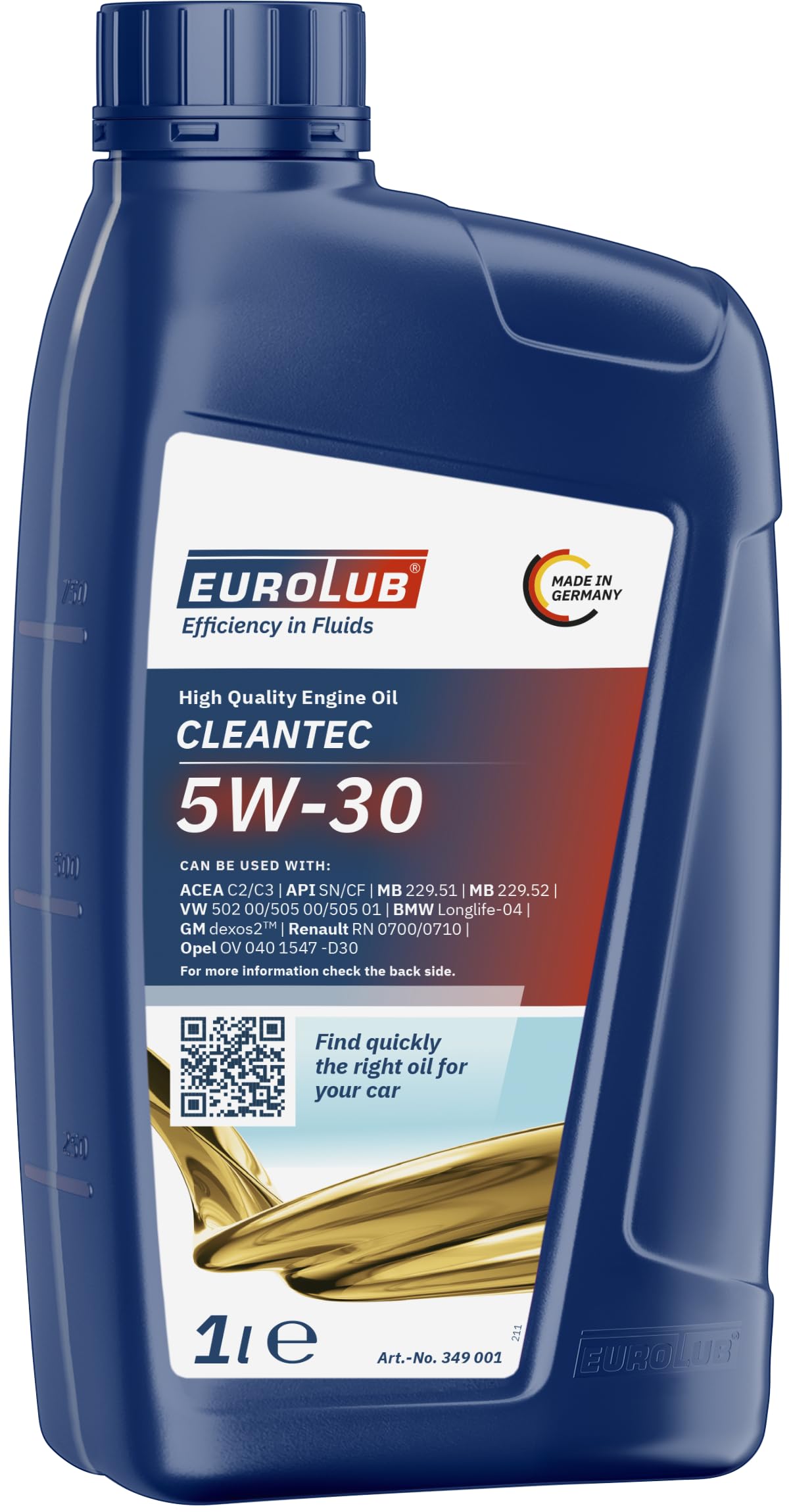 EUROLUB CLEANTEC SAE 5W-30 Motoröl, 1 Liter von EUROLUB