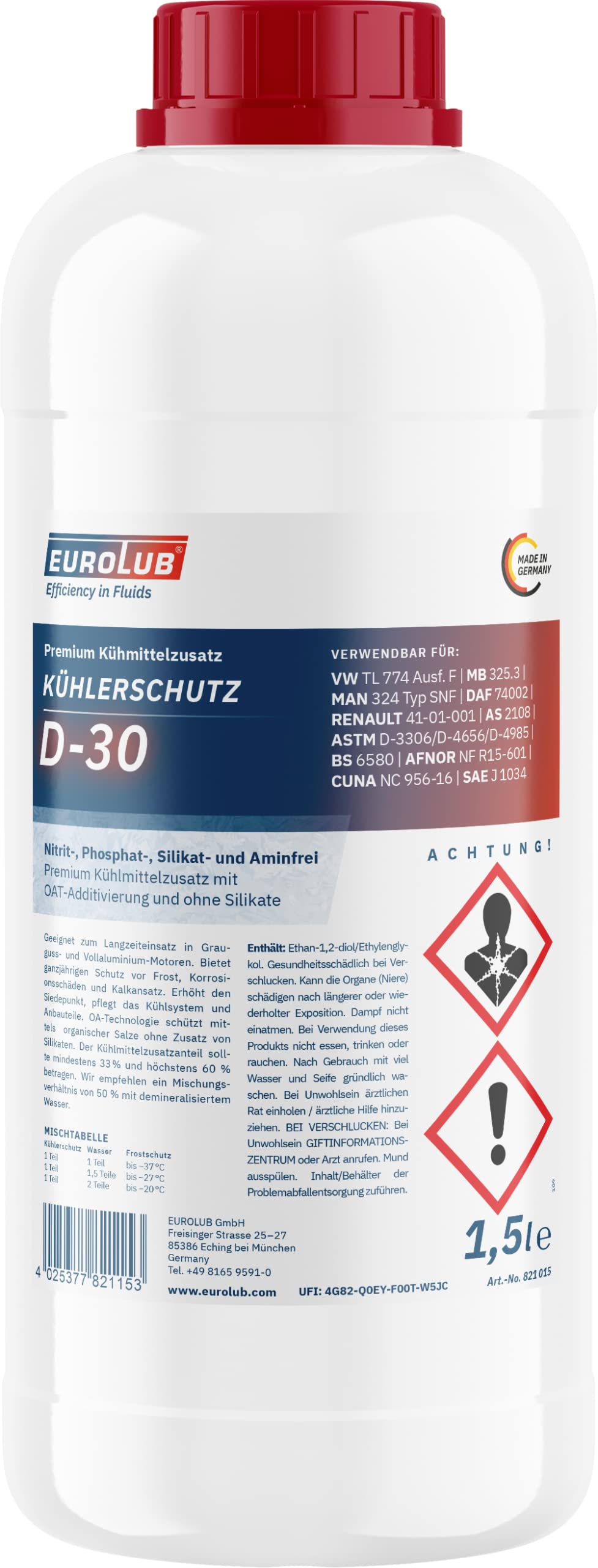 EUROLUB Kühlerschutz D-30, 1,5 Liter EUROLUB Kühlerschutz D-30, 1,5 Liter von EUROLUB