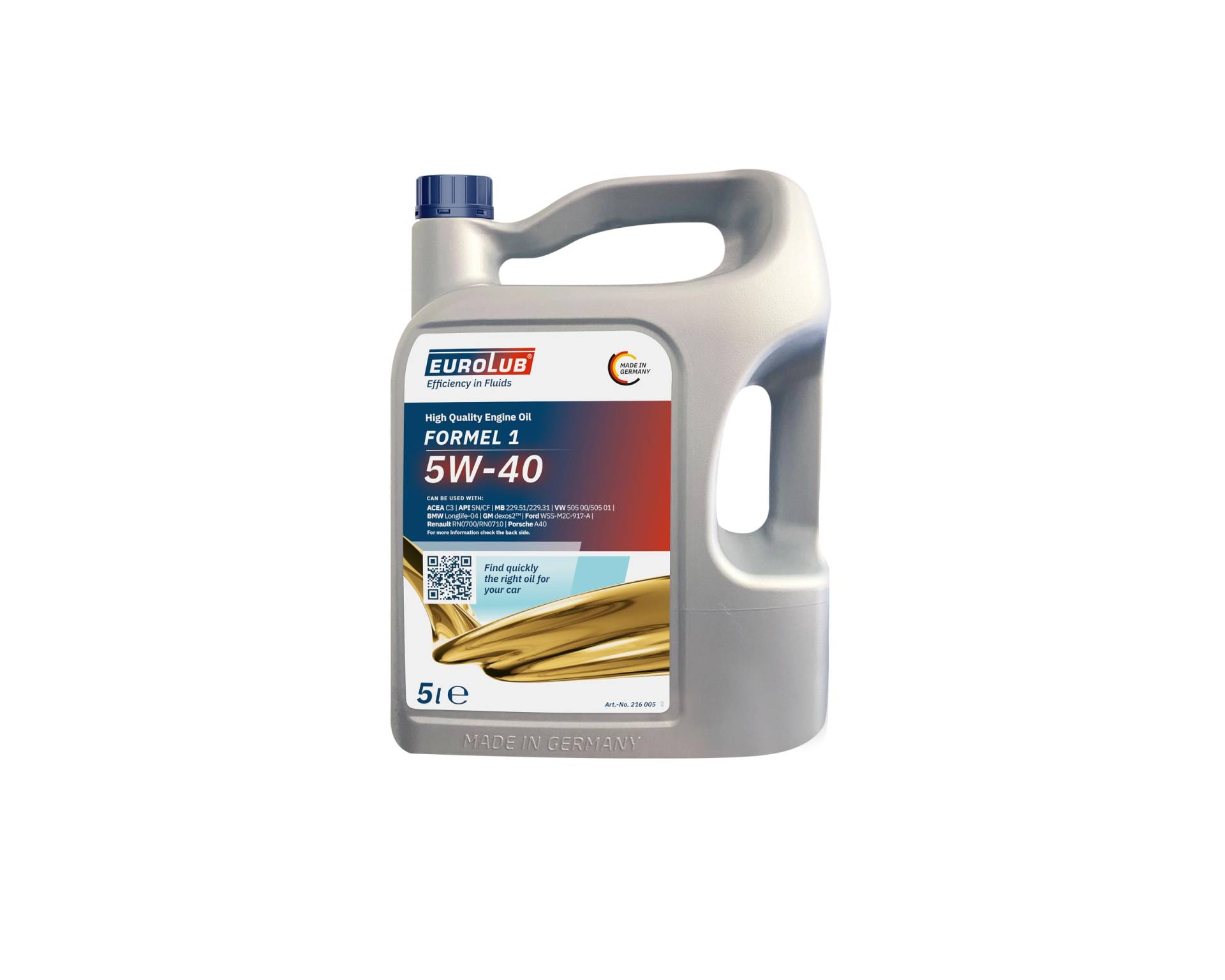 EUROLUB 216005 FORMEL SAE 1 SAE 5W-40 Motoröl, 5 Liter EUROLUB 216005 FORMEL SAE 1 SAE 5W-40 Motoröl, 5 Liter von EUROLUB