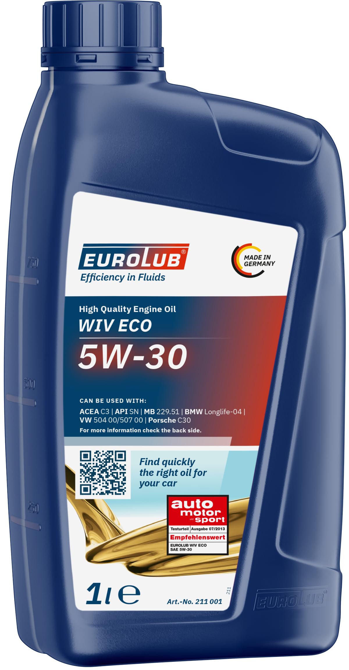 EUROLUB 211001 WIV SAE ECO SAE 5W-30 Motoröl, 1 Liter von EUROLUB