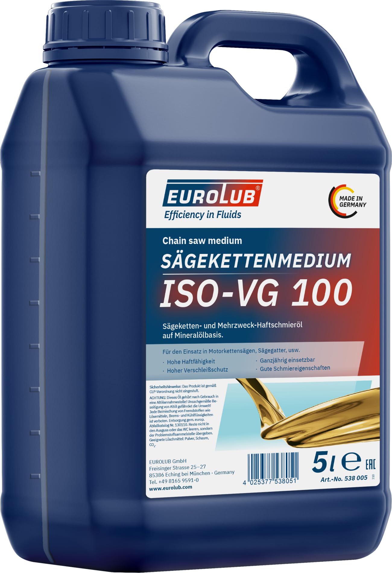 EUROLUB 538005 Sägekettenmedium ISO-VG 100, 5 Liter von EUROLUB