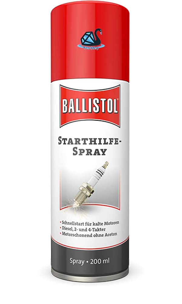 Eva Shop® Ballistol Premium Starthilfespray, Startpilot, Kaltstartspray für einfaches und sicheres Starten von allerlei Motoren von Auto, Motorrad geeignet für Benzin und Diesel 200ml Spray von Eva Shop