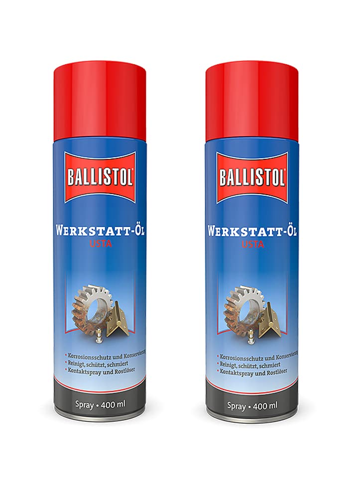 Eva Shop® Ballistol Premium Werkstattöl Werkstatt-Öl Spray hoher Rostschutz mit Wachs Kontaktspray USTA (2 x Spray 400 ml) von Eva Shop