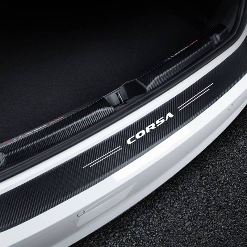 Anti-Kratz Heckstoßstangen Schutzstreifen Kohlefaser Kofferraum Türschwellenschutz Aufkleber für Op-el Corsa B C D E F 2010-2000, Ladekantenschutz Styling Anbauteile Autoteile von Ever TA