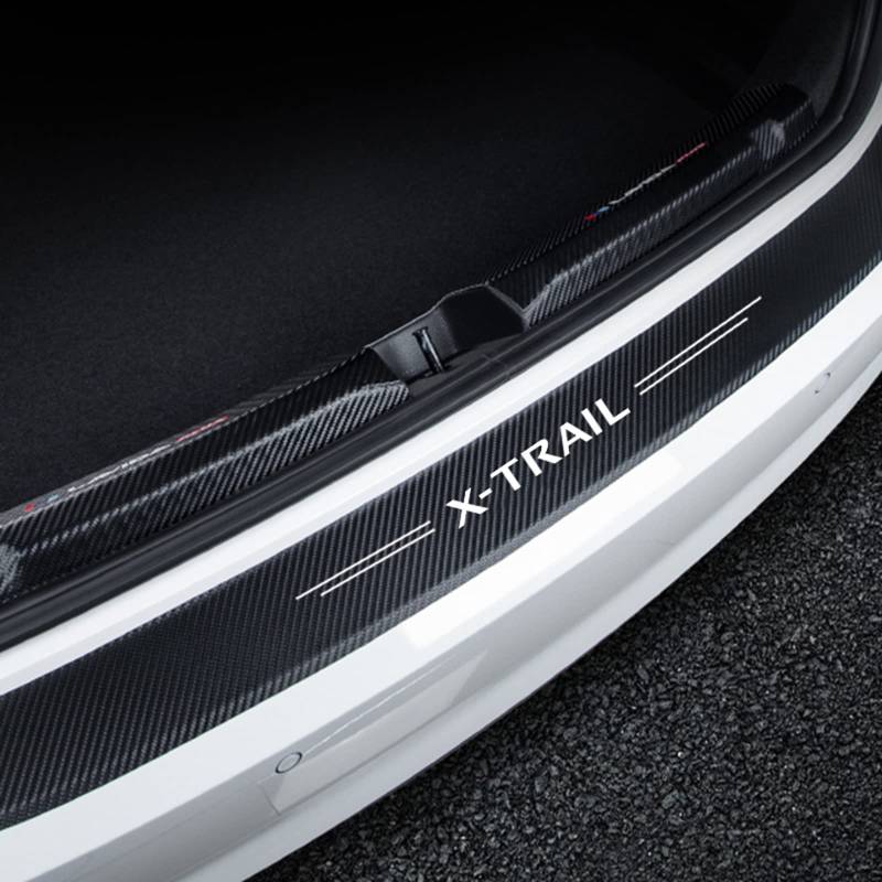 Auto Kohlefaser Heckstoßstangenschutz für Nis-san Xtrail X Trail T30 T31 T32 2021 2020 2019 2018 2017 2016 2015 2014, Kofferraum Schutzbrett Ladekantenschutz Anti-Kratz Aufkleber Styling Deko Zubehör von Ever TA