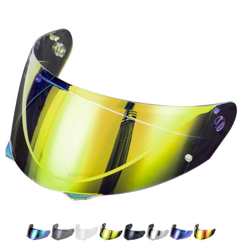 Kompatibel mit Hjc i90 Visier - i91 - Hj33 - Helmvisier Hj 33 Pinlock Ready - Anti-Kratzer und Anti-Beschlag (Gold) von Everalo