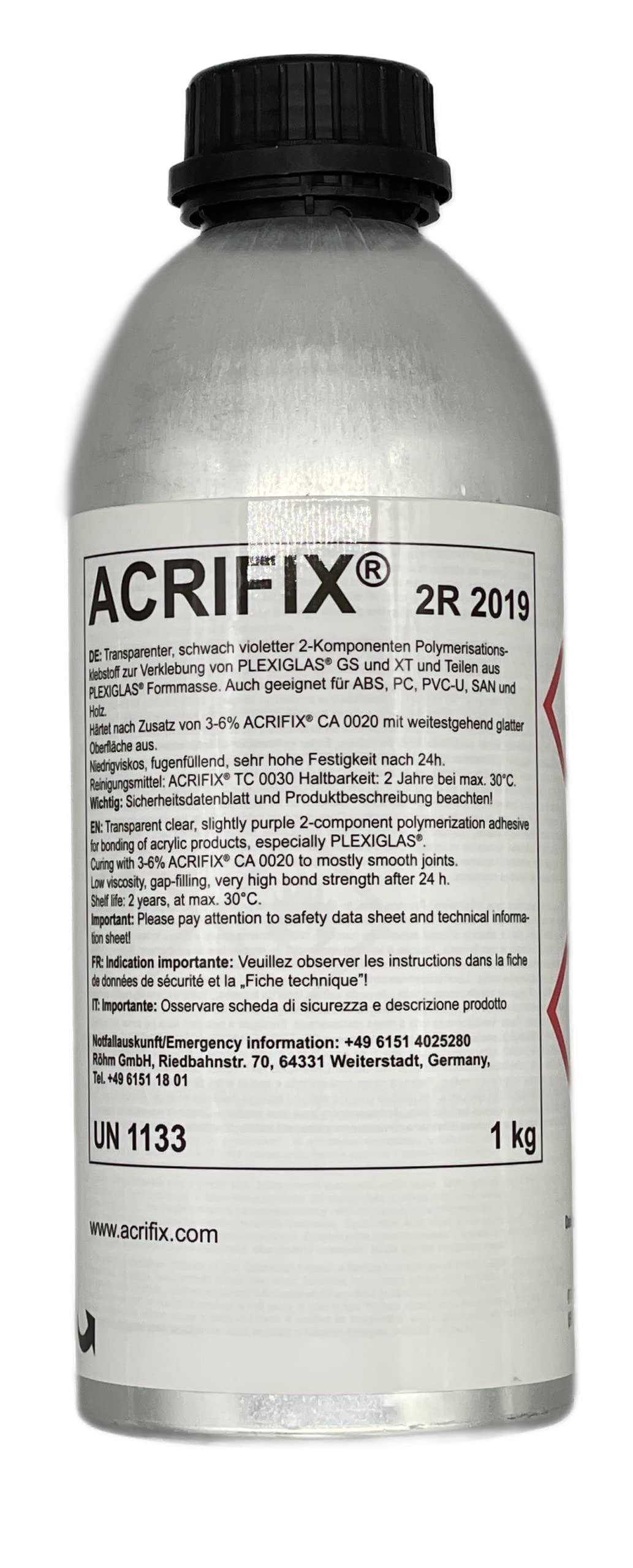 Wandbreite ACRIFIX 2R 2019 2K Klebestoff Acrylglas Plexiglas nahezu farblos blasenfrei niedrigviskose Lösung von Wandbreite