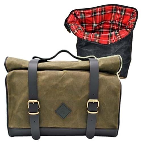 ExMoto Set Tasche rechts 19/24 l + schwarzer Rahmen kompatibel mit Moto Guzzi V7 850 (Militärgrün) von ExMoto