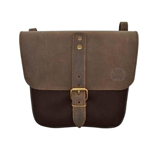 Seitentasche braun Motorrad aus Leder und gewachster Baumwolle kompatibel mit Moto Guzzi V7 III - V9 - V7 850 (Brown Stone) - EX MOTO von ExMoto