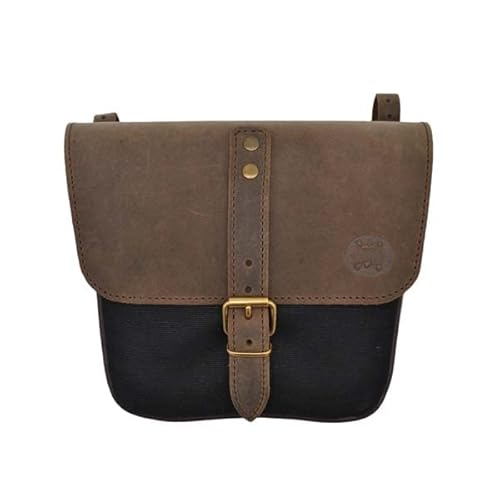 Tasche aus Leder und gewachster Baumwolle, kompatibel mit Moto Guzzi V7 III - V9 - V7 850 Ex Moto - Hüfttasche aus Leder und waxed cotton (Black Stone) von ExMoto