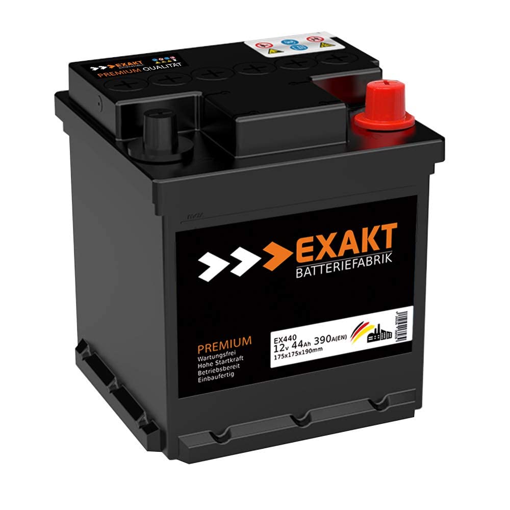 EXAKT Autobatterie 12V 44Ah Starterbatterie PKW KFZ Auto Batterie (44Ah) von Exakt