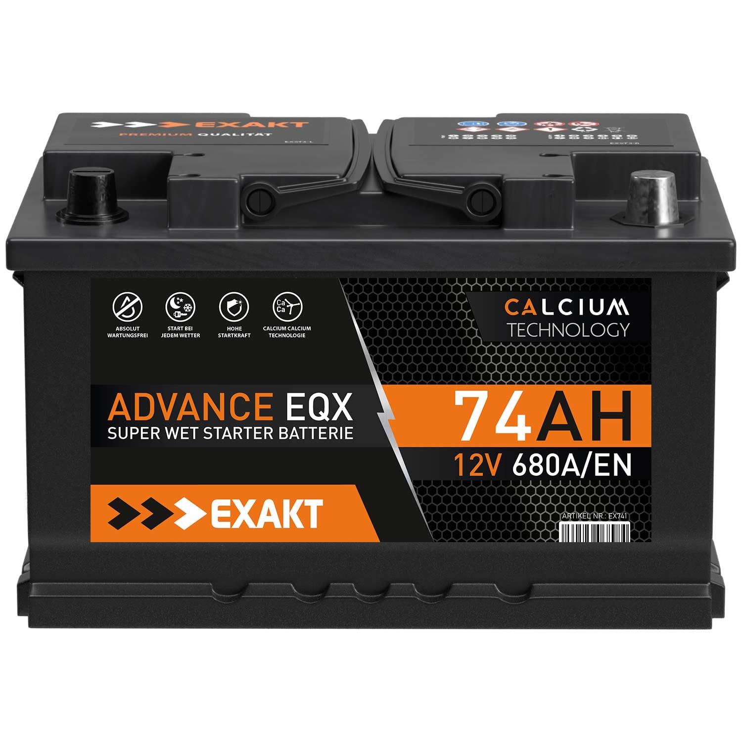 EXAKT Autobatterie 12V 74Ah Starterbatterie PKW KFZ Auto Batterie (74Ah) von Exakt