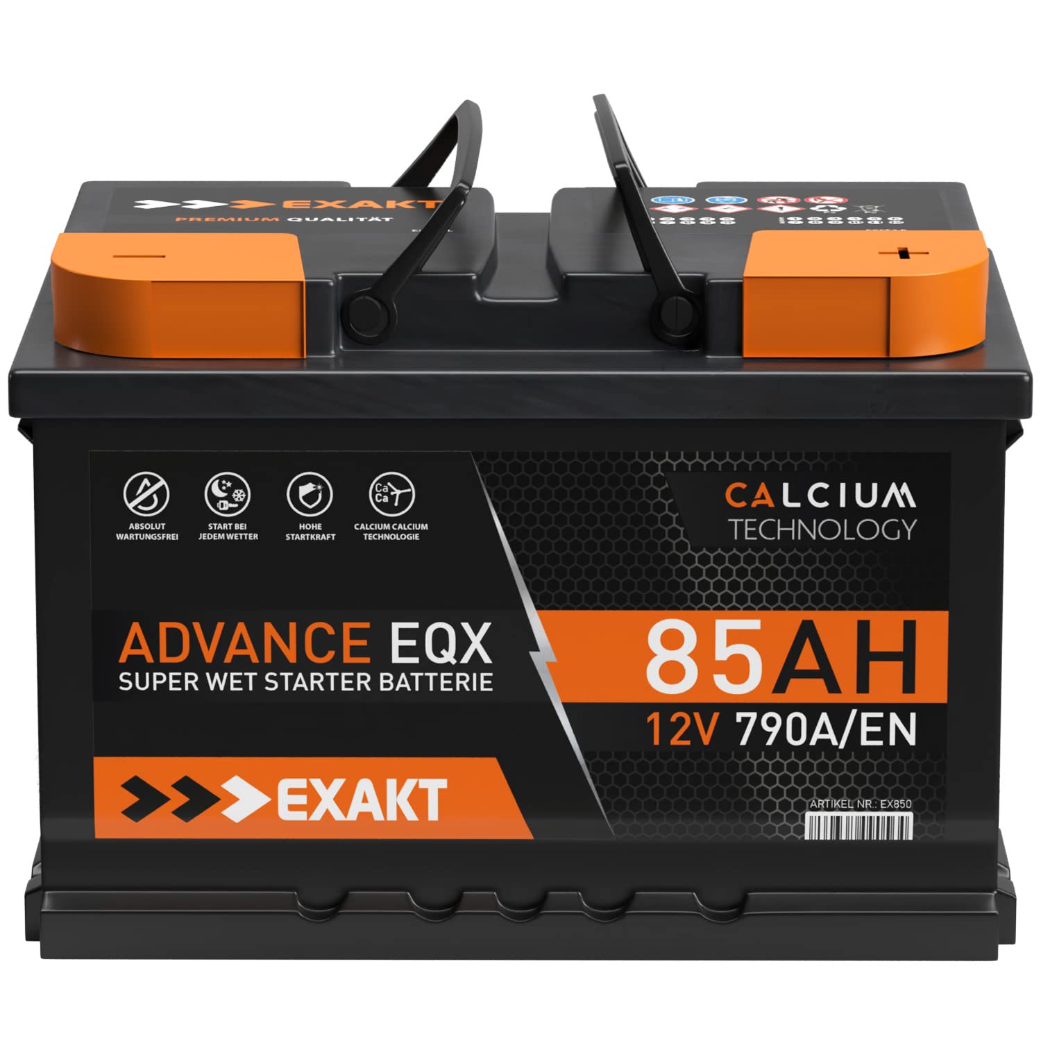 EXAKT Autobatterie 12V 85Ah Starterbatterie PKW KFZ Auto Batterie wartungsfrei statt 74Ah 75Ah 77Ah 80Ah EXAKT Autobatterie 12V 85Ah Starterbatterie PKW KFZ Auto Batterie wartungsfrei statt 74Ah 75Ah 77Ah 80Ah von Exakt