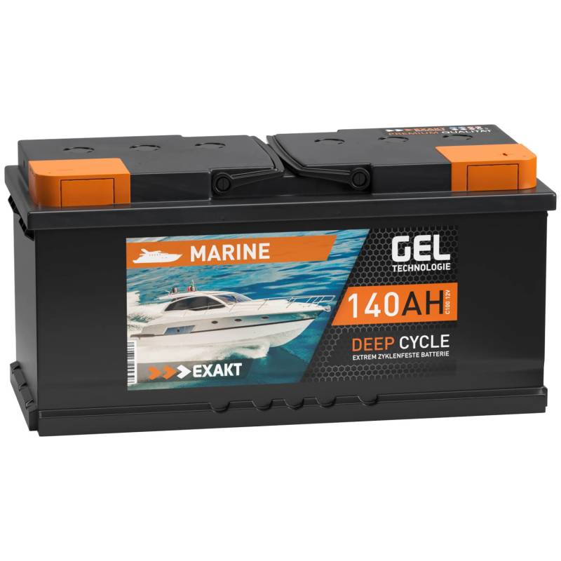 EXAKT GEL Batterie 12V 140Ah Bootsbatterie Marine Schiff Versorgung Solarbatterie Gelbatterie Gel Akku ersetzt 120Ah 130Ah von Exakt