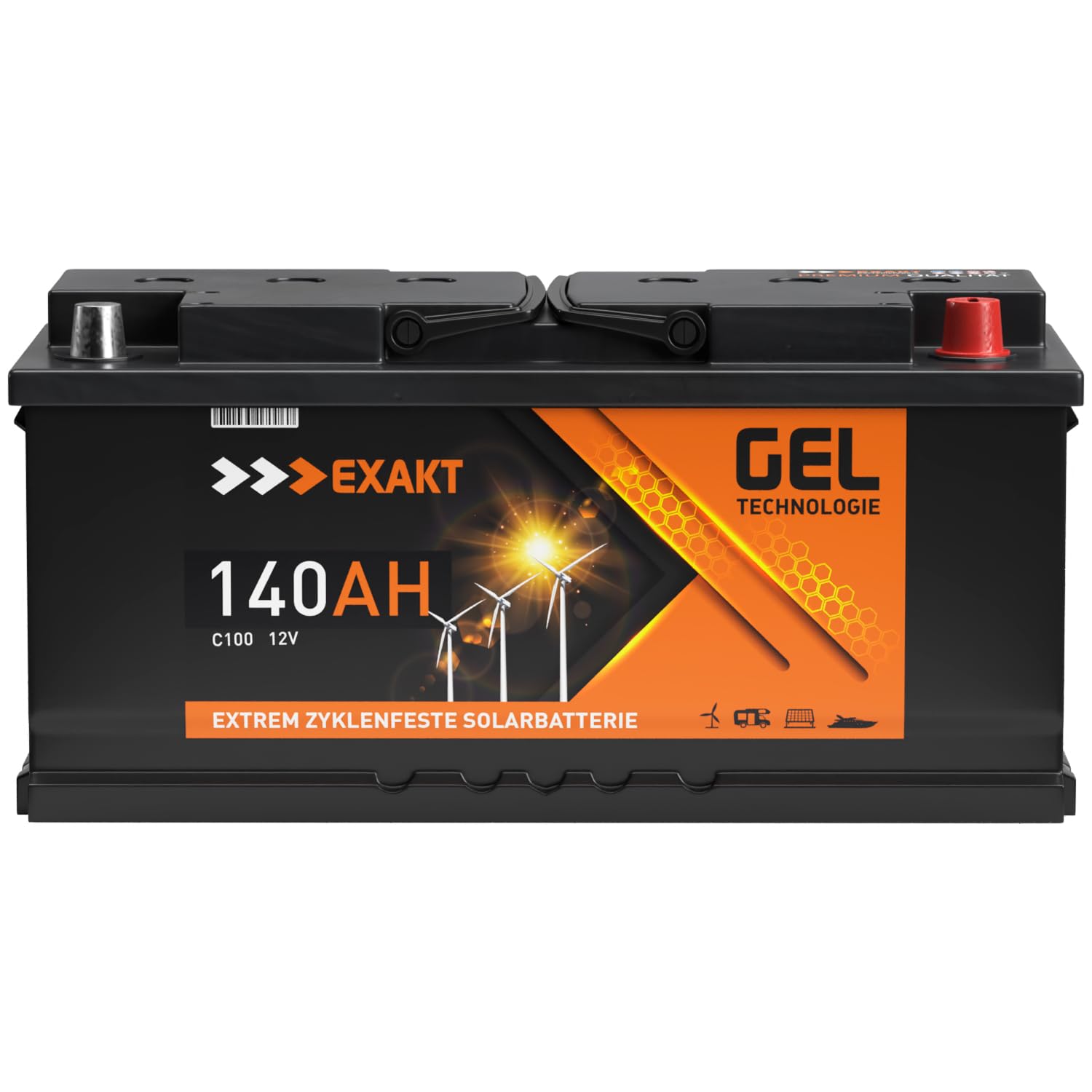 EXAKT GEL Batterie 12V 140Ah Solarbatterie Wohnmobil Batterie Versorgung Bootsbatterie Gelbatterie Gel Akku ersetzt 120Ah 110Ah von Exakt