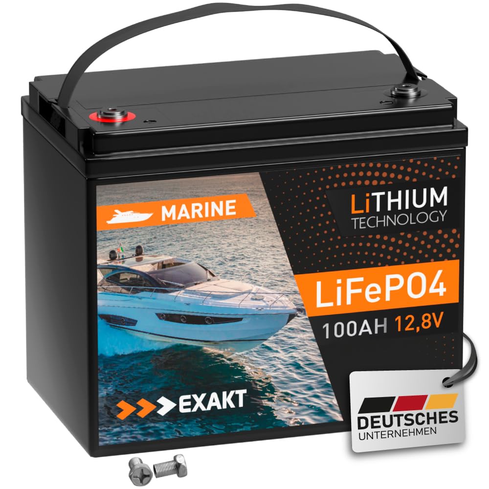 EXAKT LiFePO4 100Ah Marine Batterie 12V Bootsbatterie Elektro Außenborder Boot Motor Lithium Batterie Solarbatterie Akku EXAKT LiFePO4 100Ah Marine Batterie 12V Bootsbatterie Elektro Außenborder Boot Motor Lithium Batterie Solarbatterie Akku von Exakt