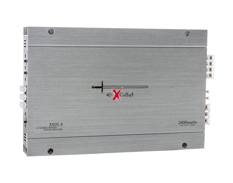 Excalibur X600.4 - Auto Verstärker 4 Kanal - 4X 600 Watt Mosfet HiFi KFZ Endstufe mit Bass-Boost - 2400 Watt Maximum - 2 Ohm Variable Frequenzweiche, Silber von Excalibur