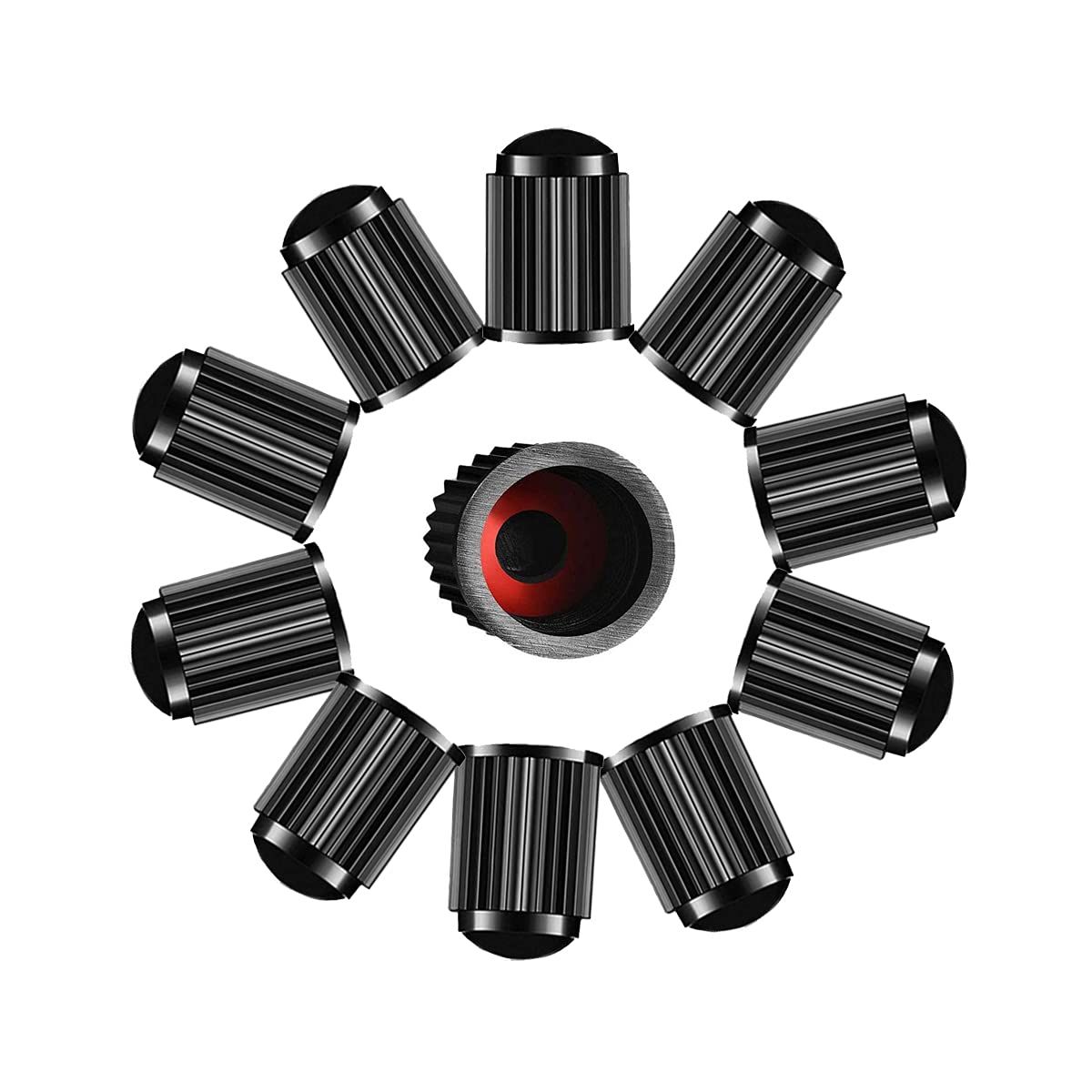 10 Stück Reifenventilkappen Kunststoff Auto Reifen Vorbau Staubschutz Abdeckung für SUV, Motorrad, LKW, Fahrrad, schwarz von ExeQianming