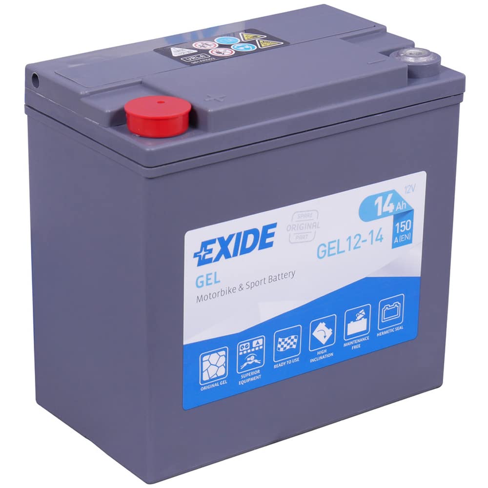 Exide Bike Gel-Autobatterie 12-14 – 12 V – 14 Ah – 150 A EN – 150 mm x 87 mm x 145 mm – M06 Pol Buchse von Lampa