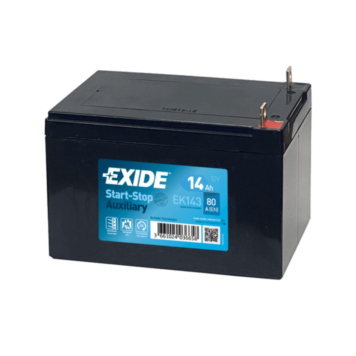 Exide EK143 Start-Stop Auxiliary AGM Stütz- und Backup-Batterie 12V 14Ah 80A Exide EK143 Start-Stop Auxiliary AGM Stütz- und Backup-Batterie 12V 14Ah 80A von Exide
