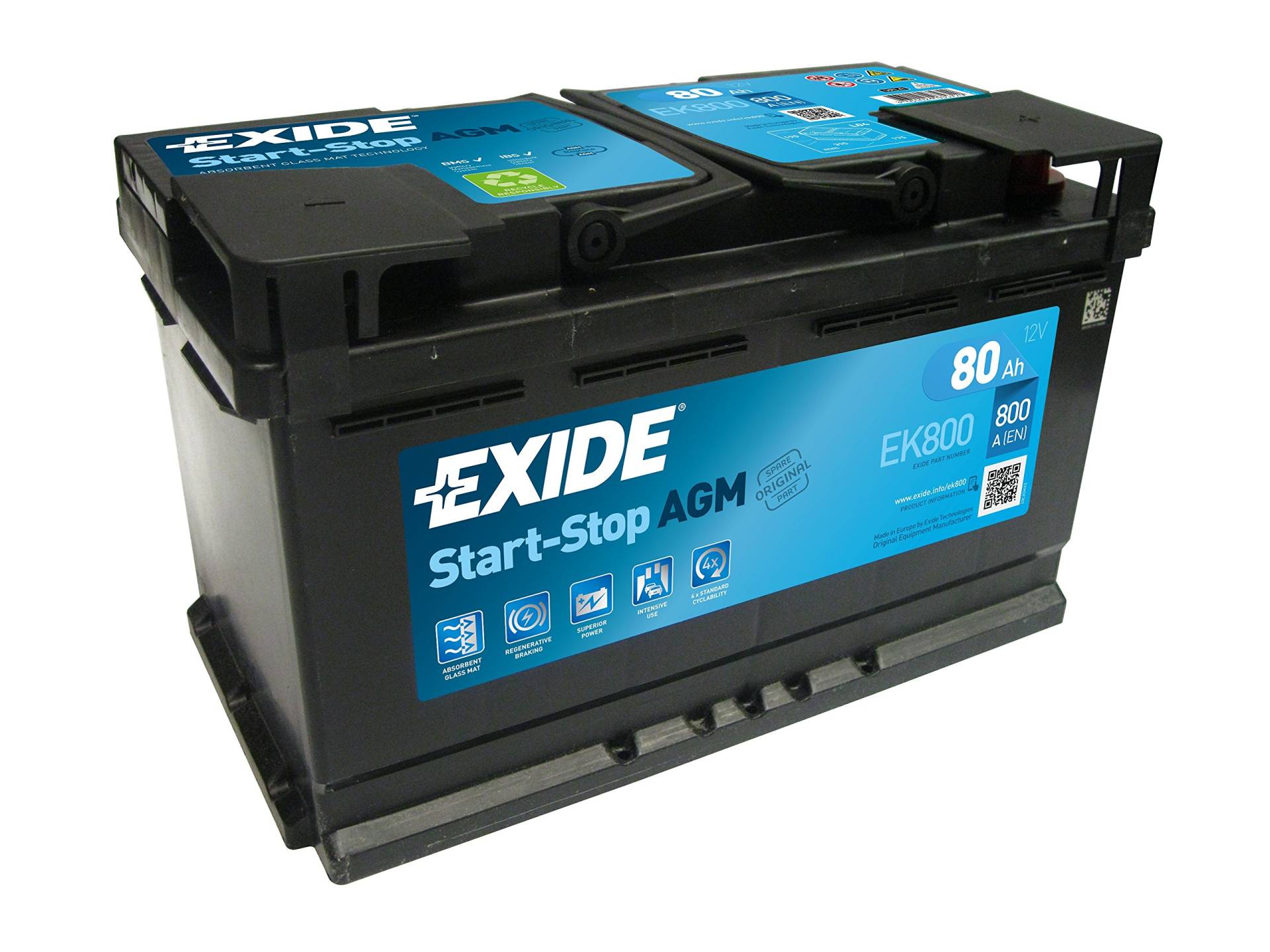 Exide EK800 AGM Starter-Batterie Start-Stop 12V 80Ah 800A Exide EK800 AGM Starter-Batterie Start-Stop 12V 80Ah 800A von Exide