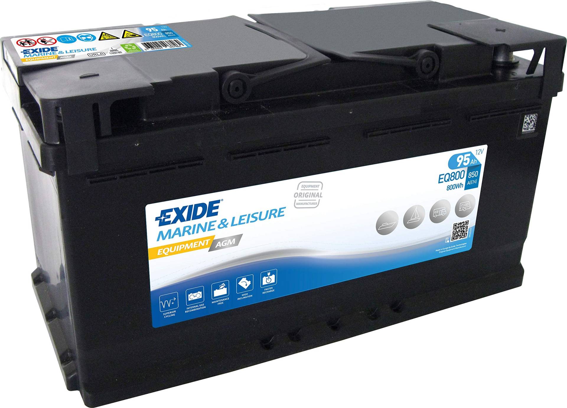 Exide EQ800 Equipment AGM Versorgungsbatterie12V 95Ah 800Wh 850A von Exide