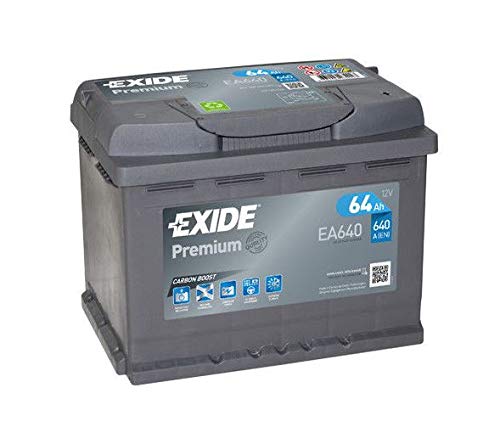 Autobatterie EXIDE EA640 64AH Ampere 640A mit Pluspol rechts von SMC