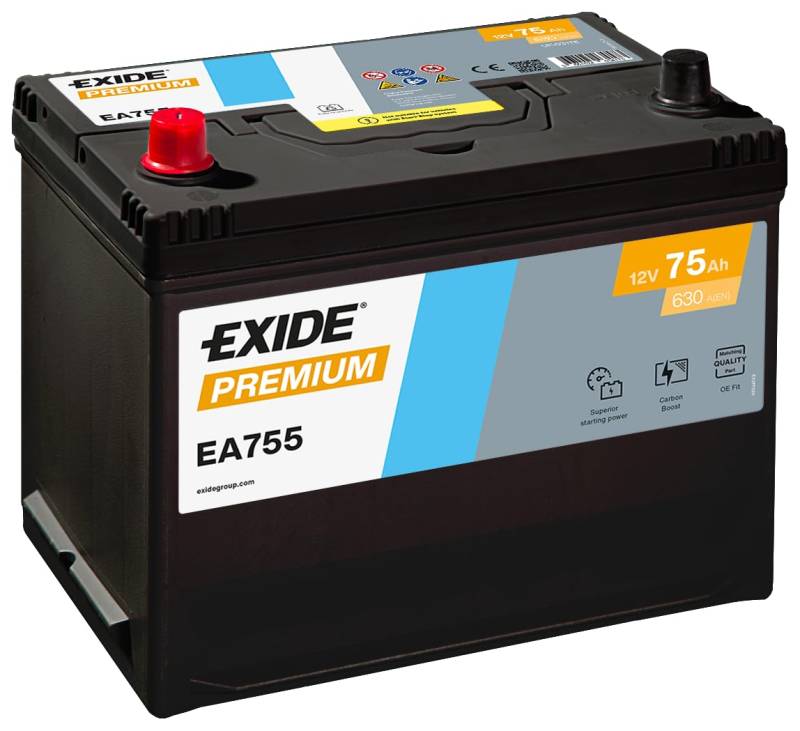 Exide Premium Superior Power EA755 75Ah Autobatterie wartungsfrei (einbaufertig) von Exide