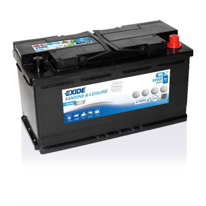 Exide EP800 Dual AGM Starter-Batterie und Versorgungsbatterie 12V 92Ah 800Wh 850A von Exide