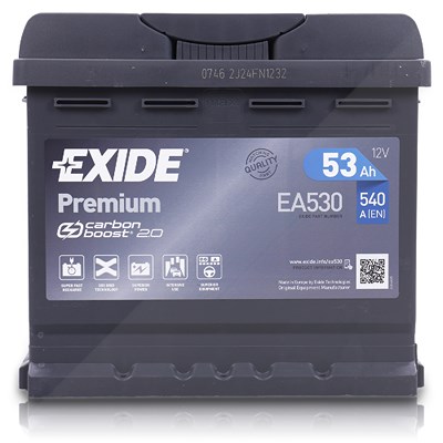 Exide EA530 Premium Carbon Boost 53Ah 540A [Hersteller-Nr. EA530] für Abarth, Alfa Romeo, Alpine, Audi, Austin, Autobianchi, Bentley, BMW, Chrysler, C von Exide