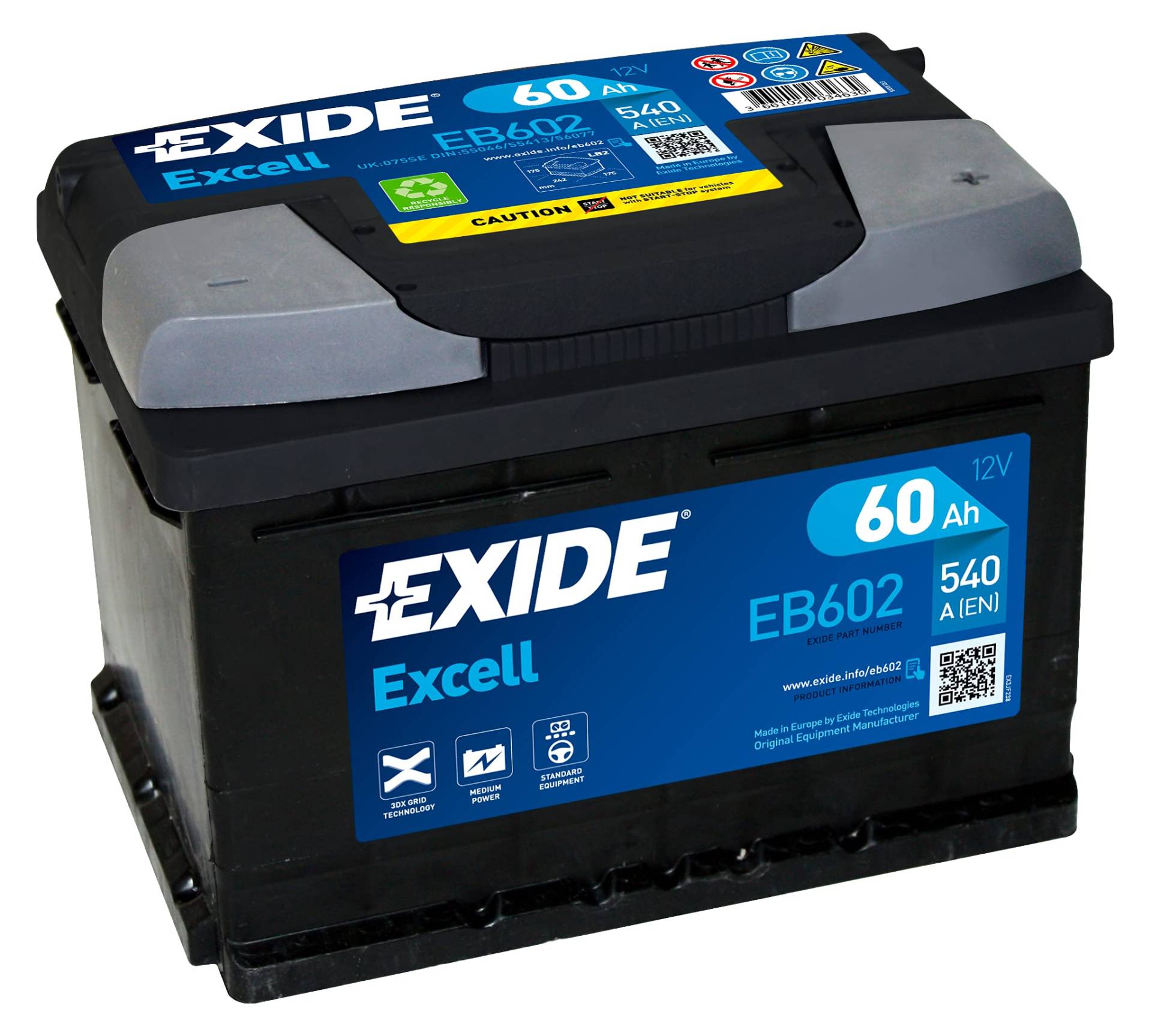 Exide EB602 Starterbatterie 60 Ah von Exide