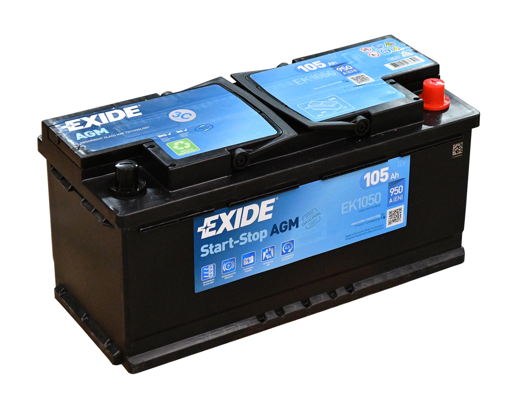 Exide EK1050 Starter-Batterie Start-Stop 12V 105Ah 950A Exide EK1050 Starter-Batterie Start-Stop 12V 105Ah 950A von Exide