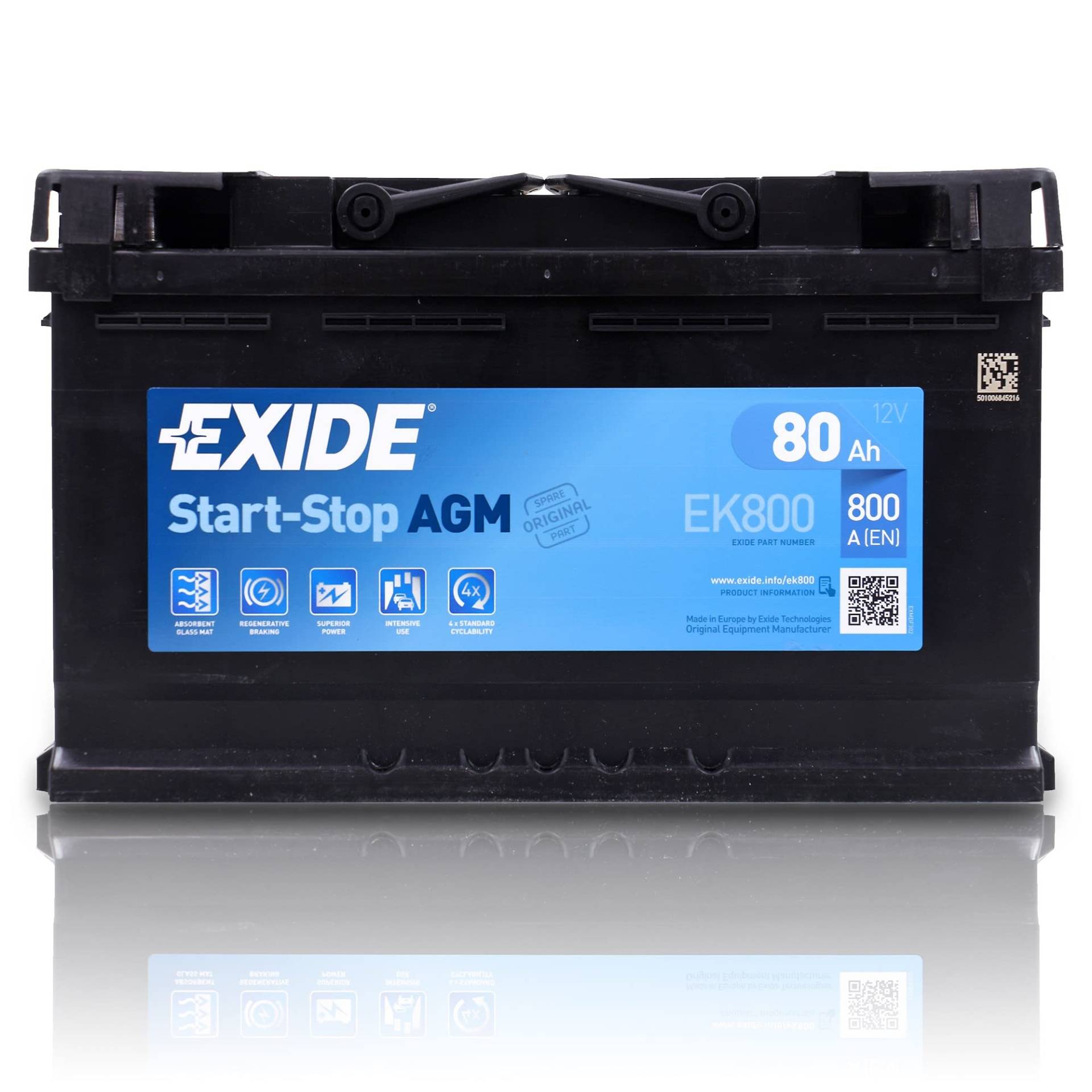 Exide EK800 Start-Stop AGM 12V 80Ah 800A von Exide