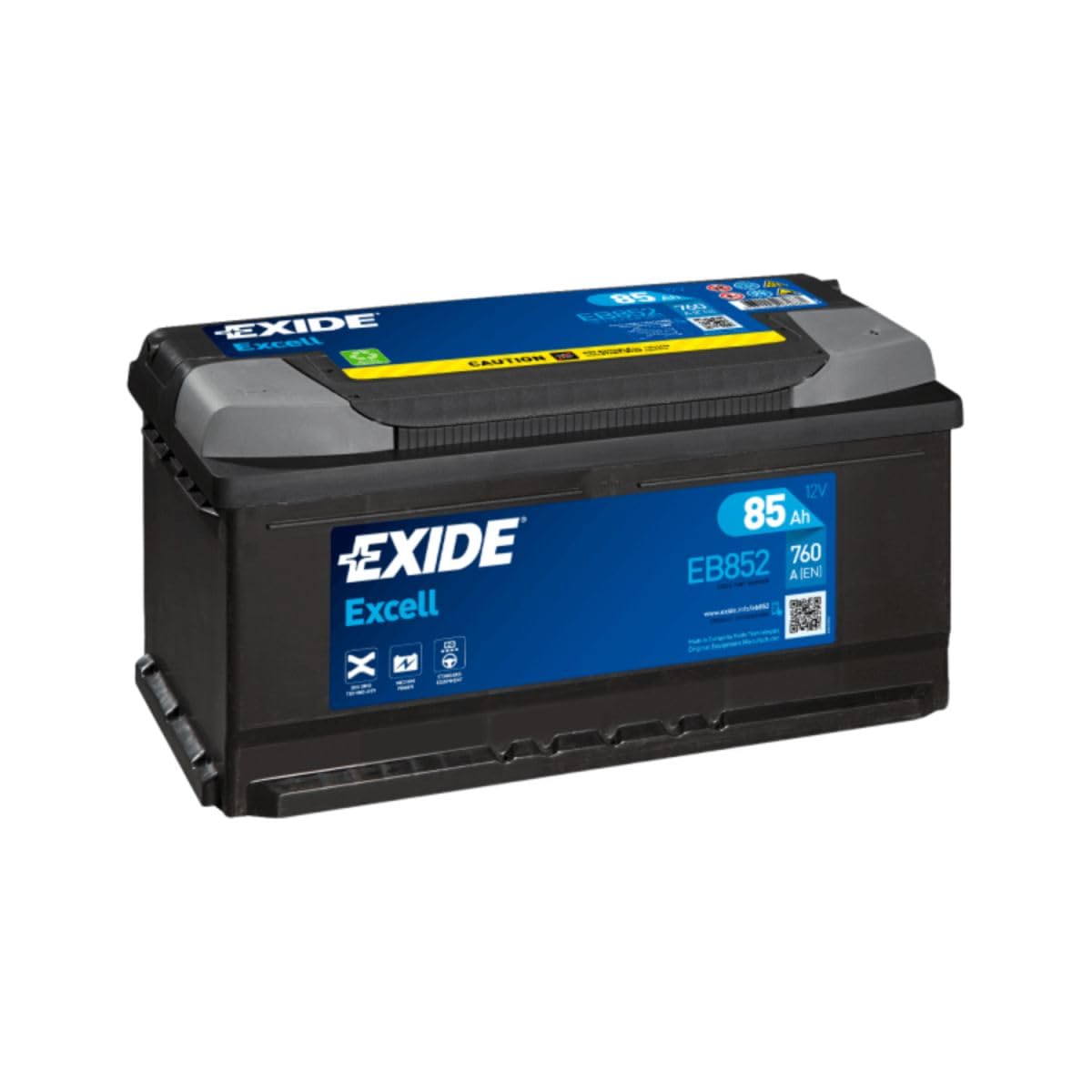 Exide Excell EB852 85Ah Autobatterie (760A Kälteprüfstrom) von Exide