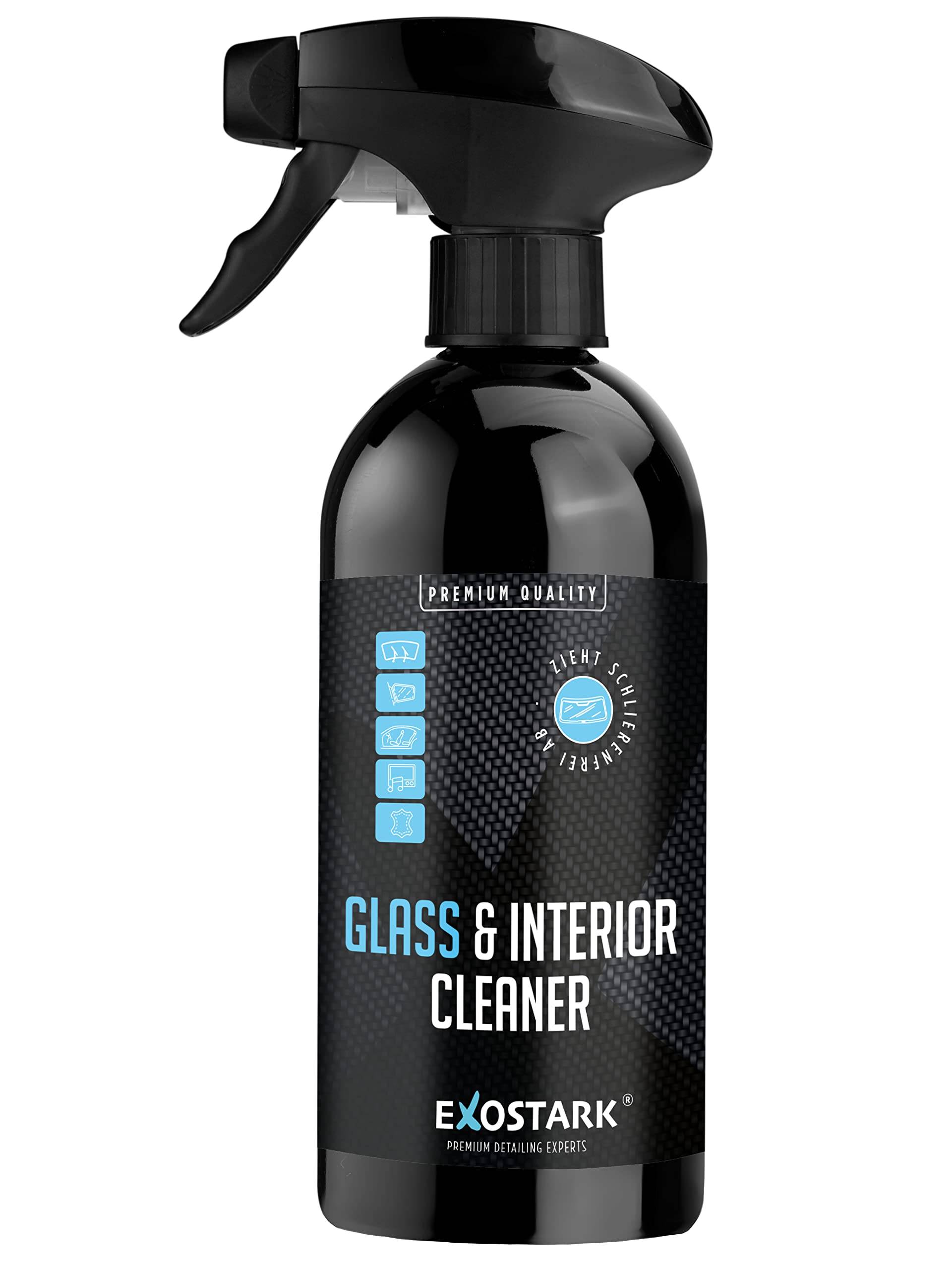 Exostark Glass & Interior Cleaner 500ml | Glasreiniger | Innenraumreiniger | Einfache Anwendung | Kraftvolle Reinigung Deiner Autoscheiben innen & außen | Innenreiniger & Scheibenreiniger von Exostark