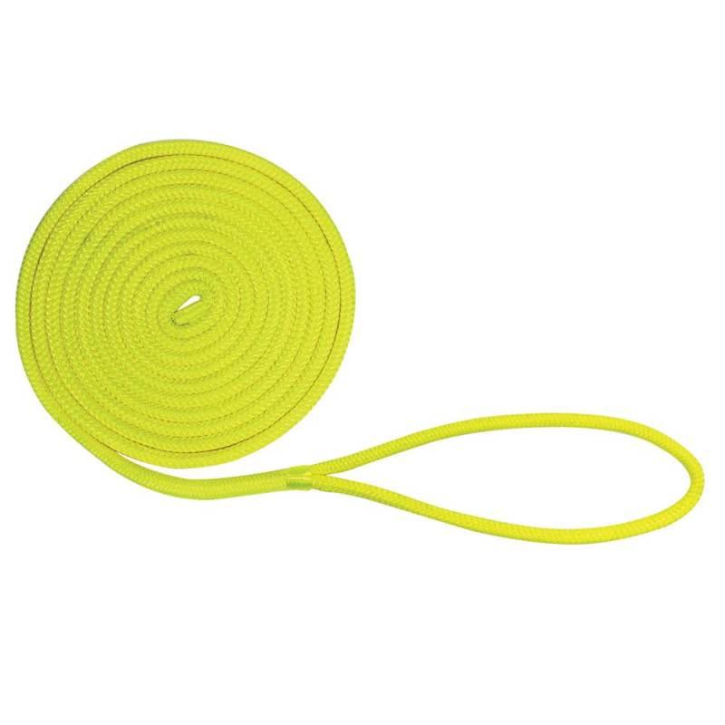 Extreme Max 3006.2451 BoatTector doppelt geflochtene Nylon-Dockleine, 1,27 cm x 3,8 m, Neongelb von Extreme Max