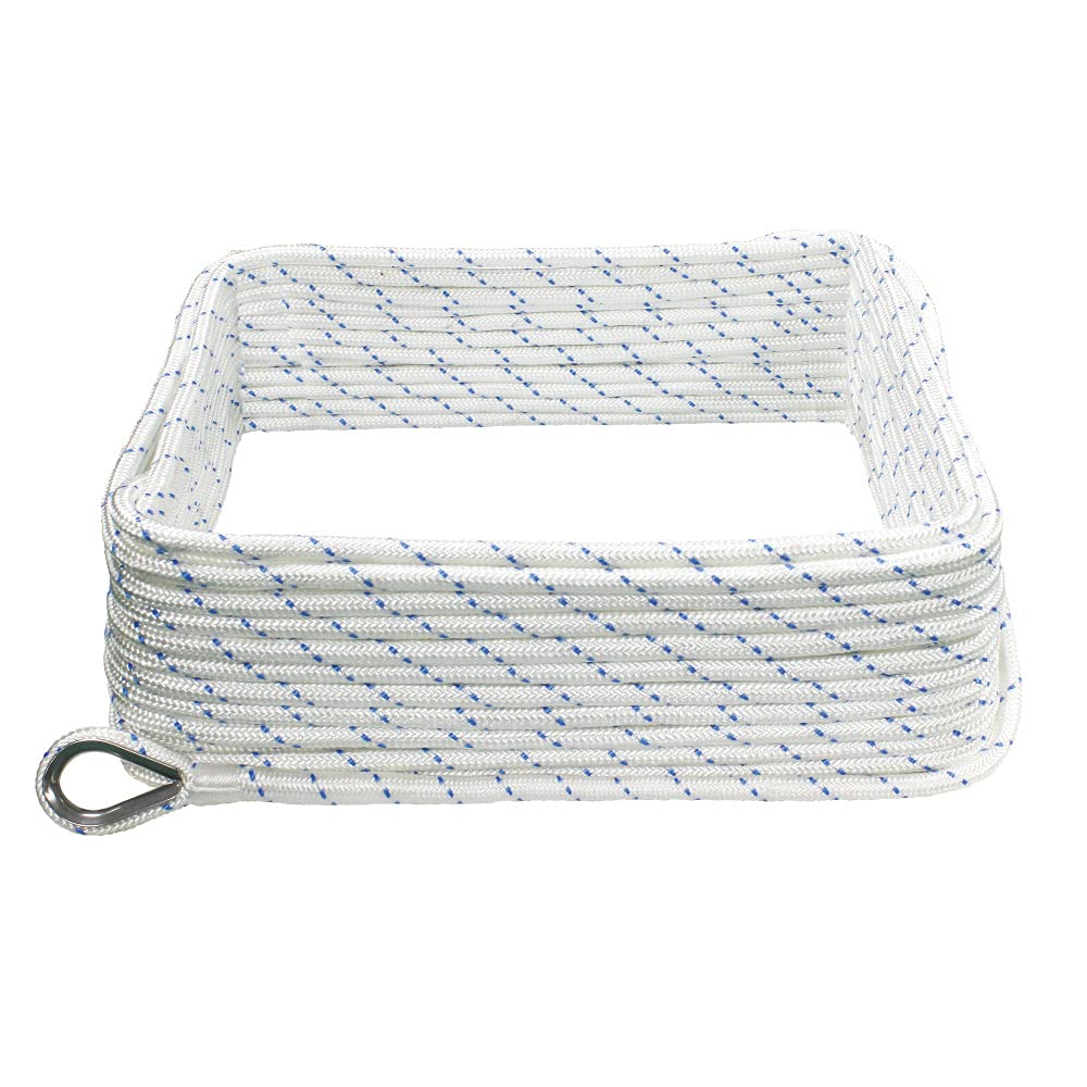 Extreme Max 3006.2505 BoatTector Double Braid Nylon Anchor Line with Thimble - 3/8" x 250', White w/Blue Tracer von Extreme Max