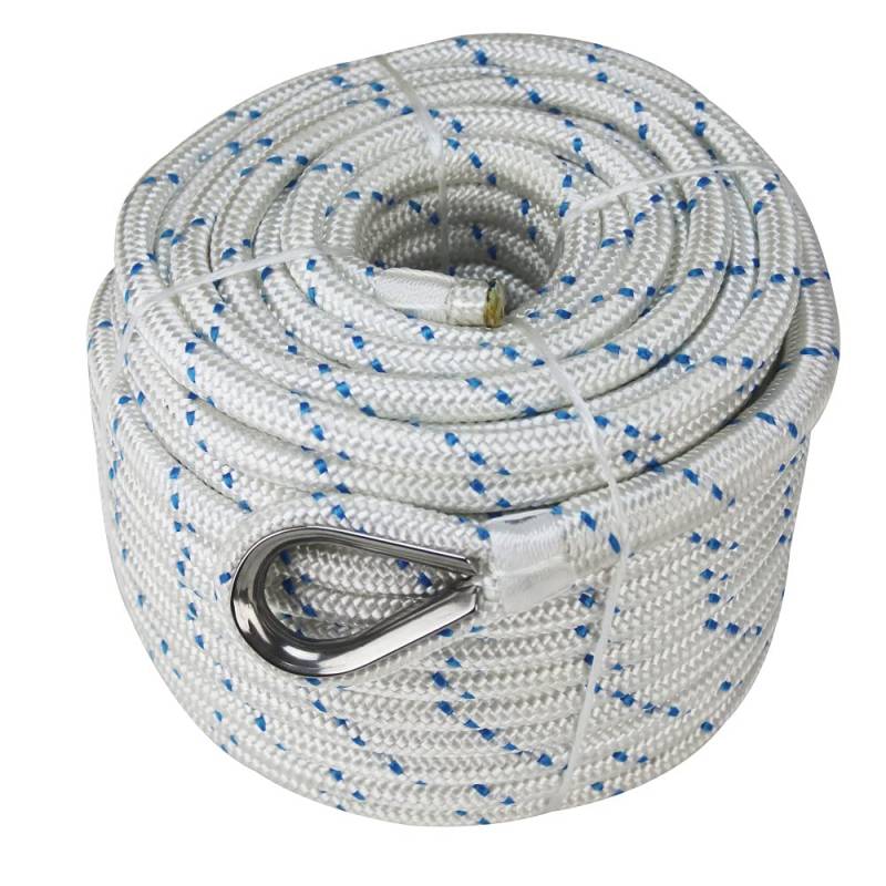 Extreme Max 3006.2532 BoatTector Double Braid Nylon Anchor Line with Thimble - 5/8" x 200', White w/Blue Tracer von Extreme Max