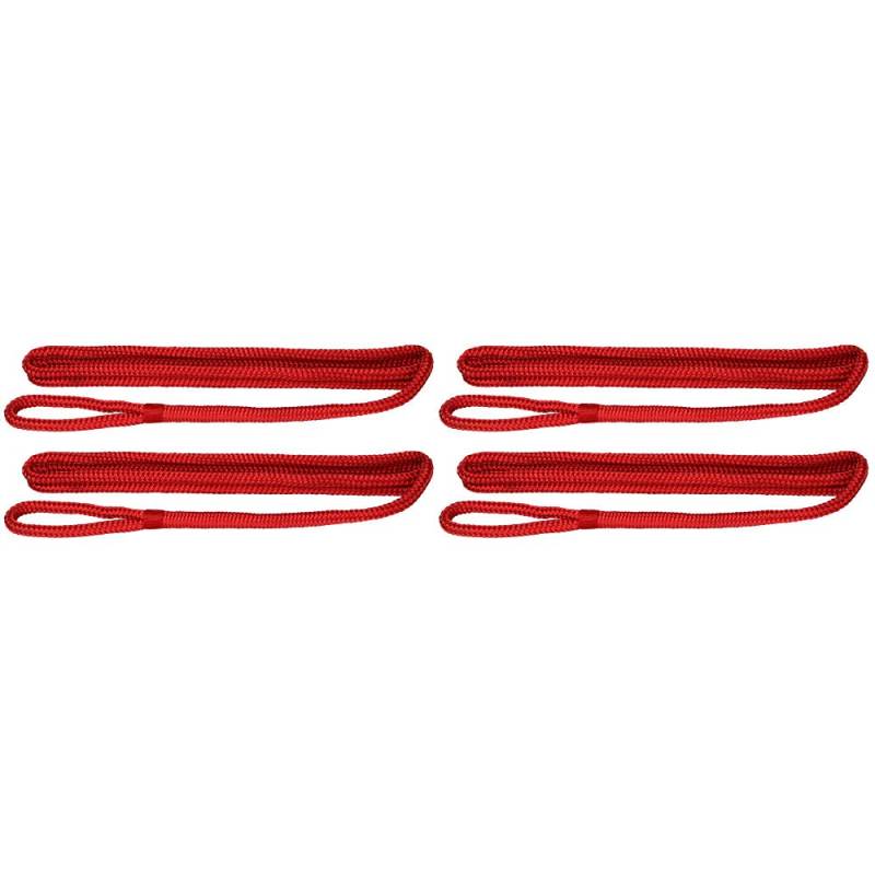 Extreme Max BoatTector 3006.3395 Premium doppelt geflochtene Nylon-Fender Schnur, Vorteilspack, 9,5 x 1,8 m, Rot, 4 Stück von Extreme Max