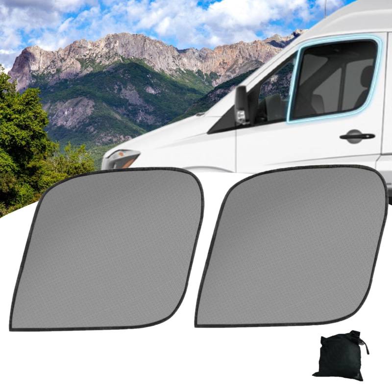 Auto Frontfenster Insektenschutznetze für Sprinter Hochdach 2007-2024, 1 Paar(2 Stück) Magnetische Elastische Seitenfenster Sonnenschutz Fliegengitter atmungsaktive Anti-Moskito-Netz für Van, Camper von Eysbiy