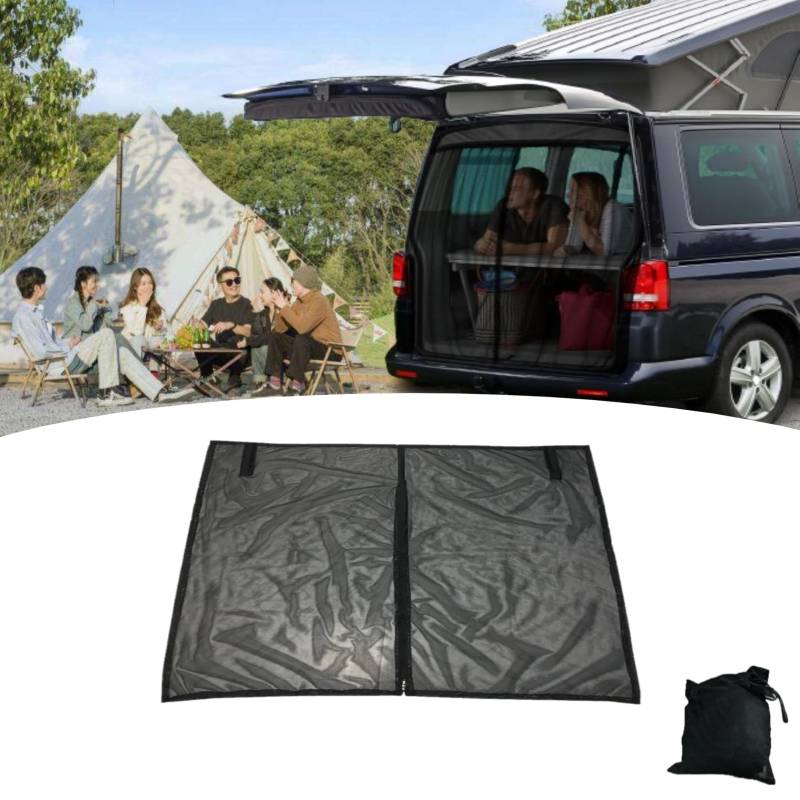 Auto Heckklappe Fliegengitter für VW T6, Magnetische Auto Hintertür Sonnenschutz Insektennetz Moskitonetz Mesh Bildschirm Auto Anti-Moskito Net Mit Doppelreißverschluss für VW T6 (Verbesserter) von Eysbiy
