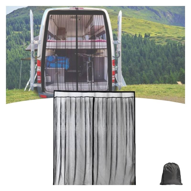 Auto Heckklappe Moskitonetz für Sprinter Hochdach, 185cm*155cm Magnetische Auto Hintertür Sonnenschutz Fliegengitter Insektennetz Mesh Bildschirm Auto Anti-Moskito Net Mit Doppelkopfreißverschluss von Eysbiy
