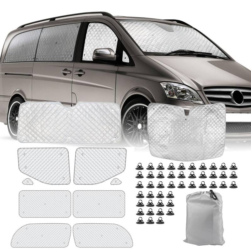 Eysbiy 10-Stück Sonnenschutz Frontscheibe Innen für Mercedes-Benz V-Klasse III W447 2014–2024 (LWB), Sonnenschutz Mercedes V Klasse Auto Frontscheibenabdeckung, 100% Verdunkelnd von Eysbiy