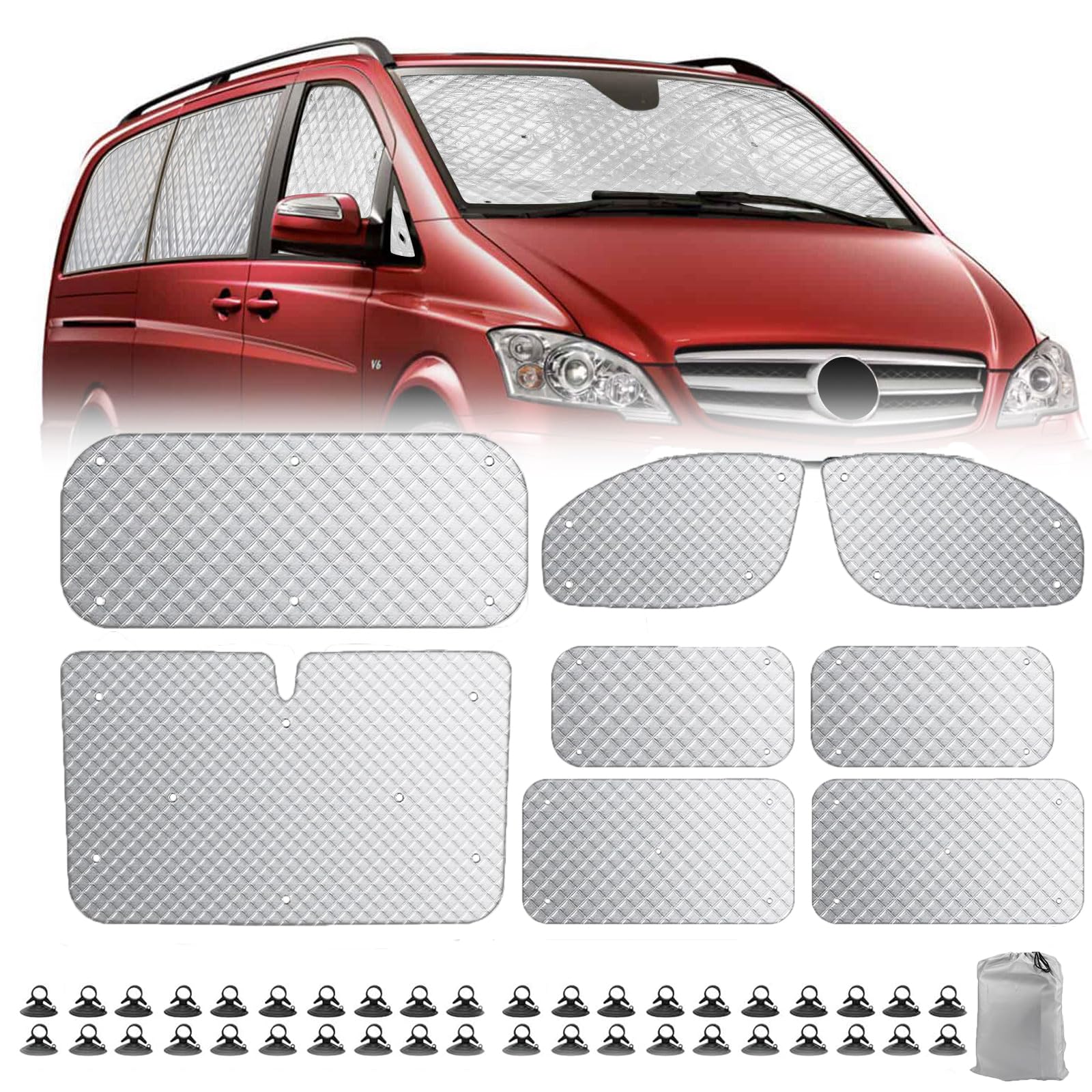Thermomatte Fahrerhaus Innen für Ford Transit Custom LWB 2012-2024, 8 Stück Sonnenschutz Frontscheibe Innen Verdunkelung Auto Windschutzscheiben Frontscheibenabdeckung Thermorollo Set Thermomatte Fahrerhaus Innen für Ford Transit Custom LWB 2012-2024, 8 Stück Sonnenschutz Frontscheibe Innen Verdunkelung Auto Windschutzscheiben Frontscheibenabdeckung Thermorollo Set von Eysbiy