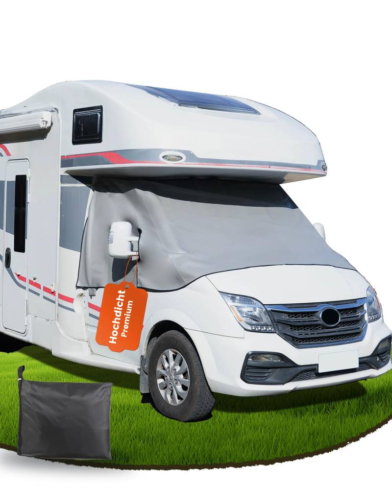 Ezcasch Frontscheibenabdeckung Thermomatte Wohnmobil Zubehör，Umfassender Schutz vor Sonnen, Kalt und Staub, Graue Scheibenabdeckung Geeignet für FIAT Ducato X290 ab 2014 von Ezcasch